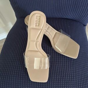 INC International Concepts Clear Strap Heels - Nude